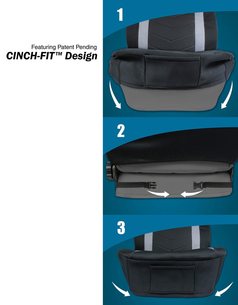 Eurow Universal Fit Wetsuit Vehicle Seat Covers, Water Repellent SCR Material, Protects Seats from Spills, Sweat & Wear, Cinch-Fit, Airbag Compatible, Front Pocket for Storage, 2-Pack - Image 4